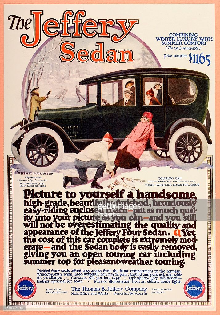 An early color ad for the Jeferey sedan Chrysler Archives