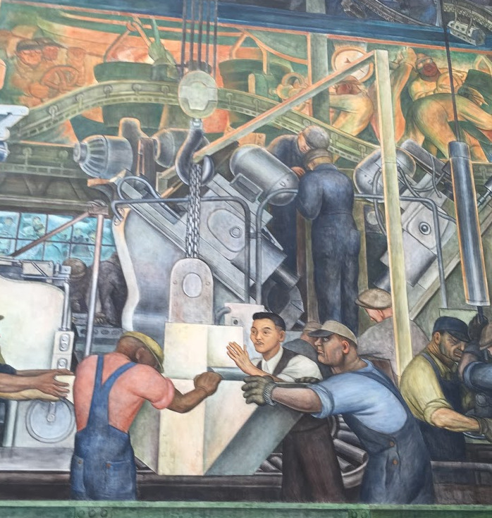 James Hirata in Diego Rivera DIA mural