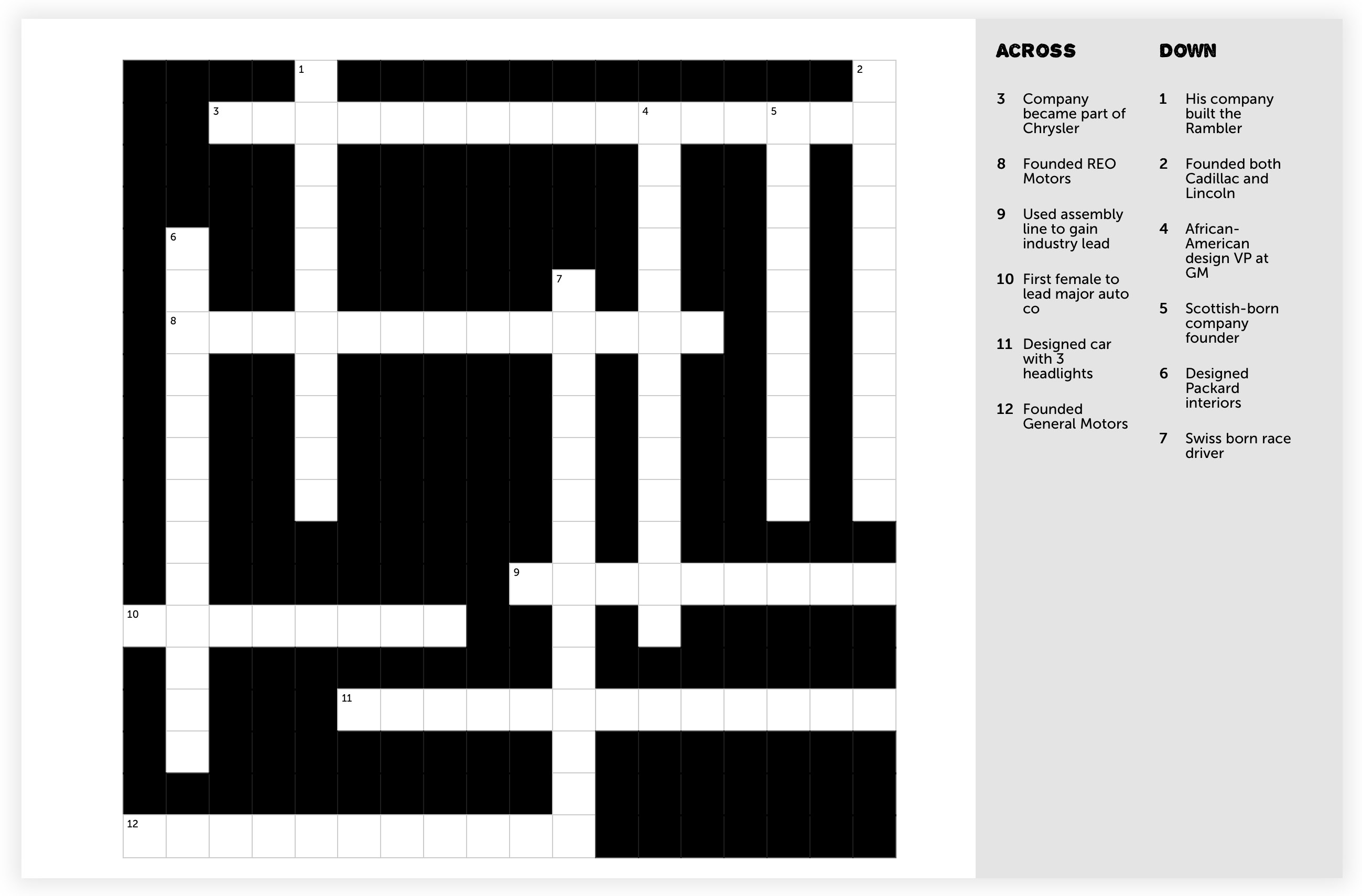 MotorCitiesNHA Auto Pioneers Crossword