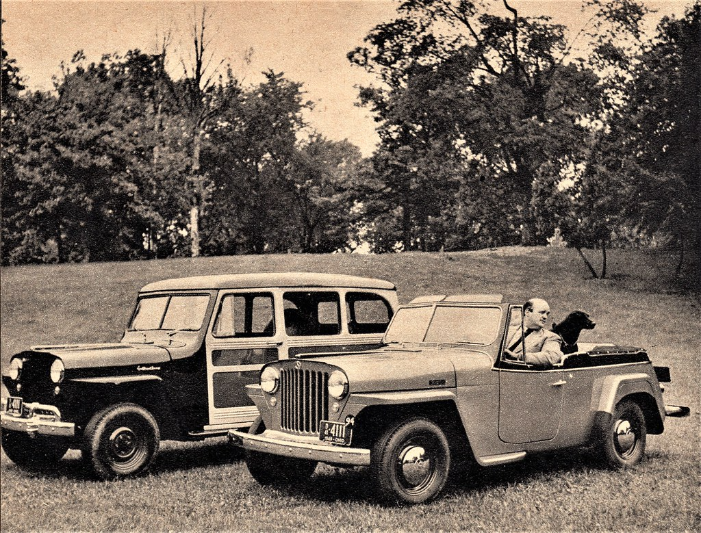 Tom and his Labradors in Jeep