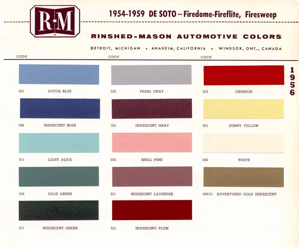 color chart DeSoto