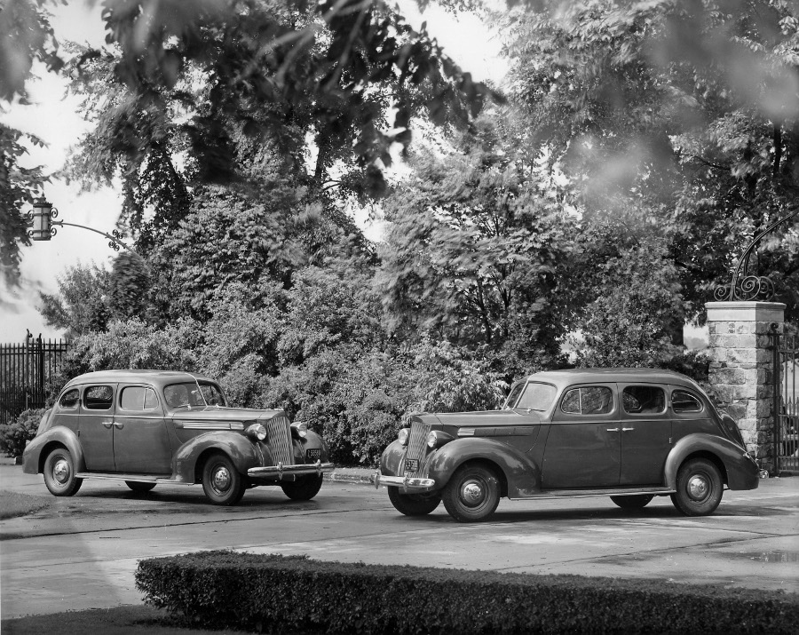 Two 1938 Packards on display at the Packard Proving Grounds 2 NAHC RESIZED