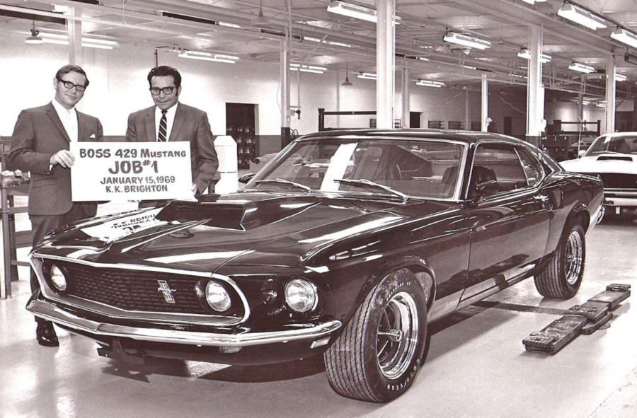 Roy Lunn with Fran Hernandez and the 1969 429 Mustang Ford Motor Company Archives RESIZED