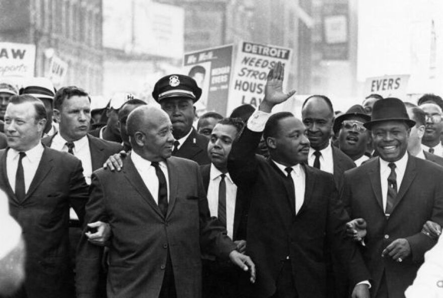 MLK Marches Down Woodward with Walter Reuther Reuther Library 1