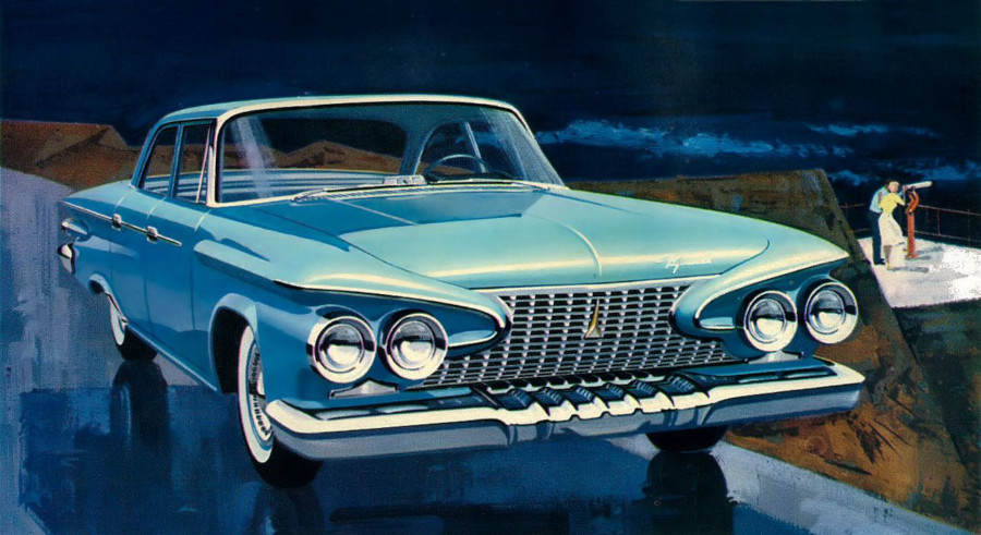 1961 Plymouth front end advertising art Robert Tate Collection RESIZED 1