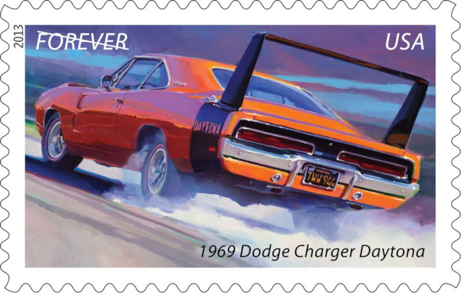 1969 Dodge Charger Daytona postage stamp by Tom Fritz RESIZED 5