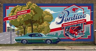 The mural on the side of the Pontiac Transportation Museum 3