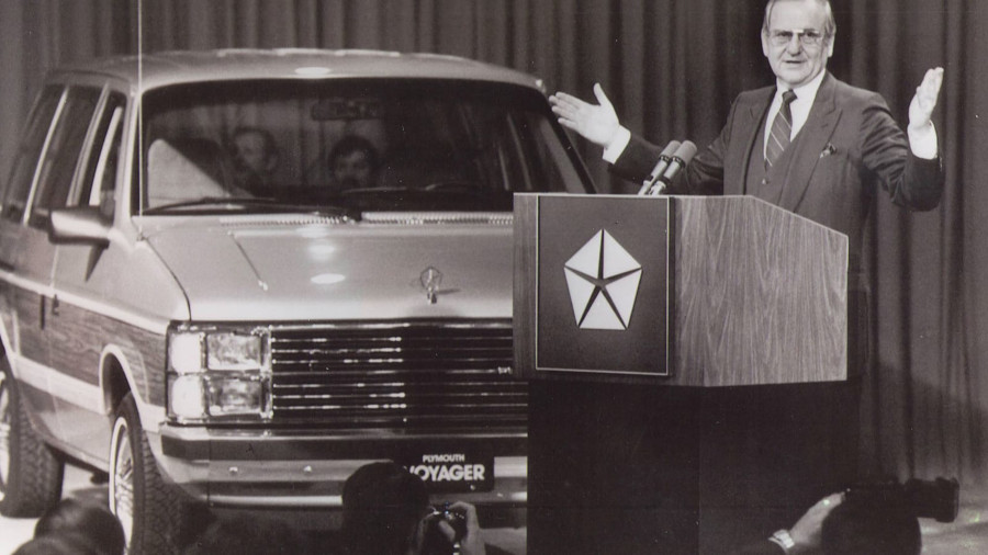 Lee Iacocca introducing the minivan for the first time Chrysler Archives RESIZED 3