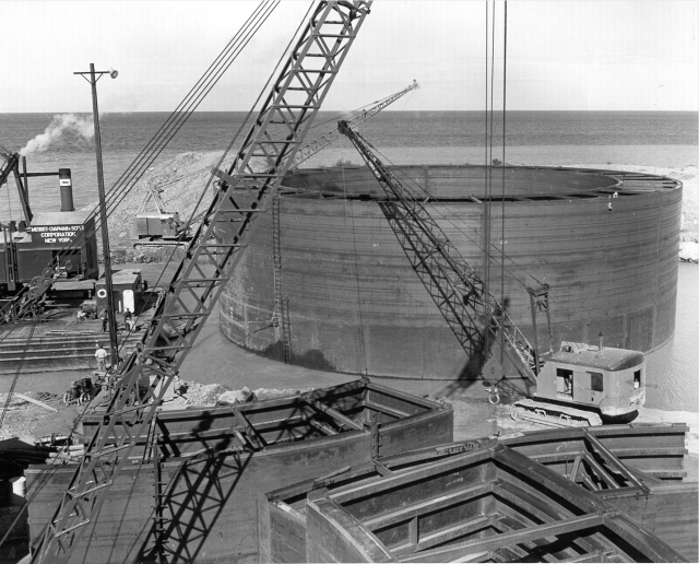 Caisson afloat August 31 1954 Mackinac Bridge Authority 1