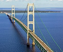 Mackinac Bridge from the air Wikipedia 5