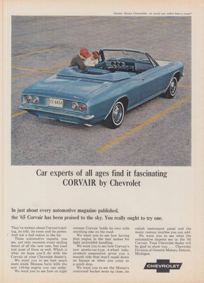 1965 Corvair Convertible ad GM Media Archives 5