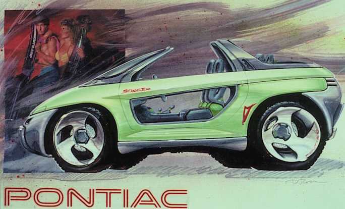 1989 Pontiac Stinger show car design sketch GM Archives