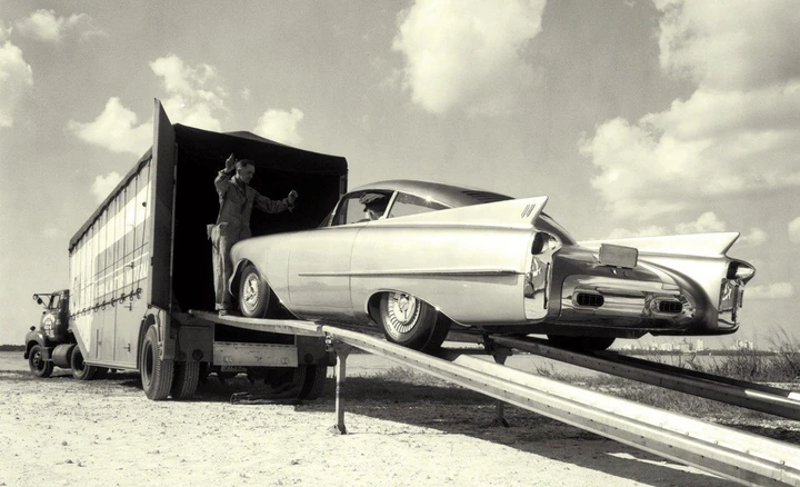 1954 Oldsmobile Cutlass promotional photo on the beach GM Media Archives 5