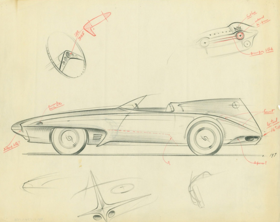 Exner design sketch for the Plymouth XNR concept Stellantis North American Archives CROPPED AND RESIZED 2