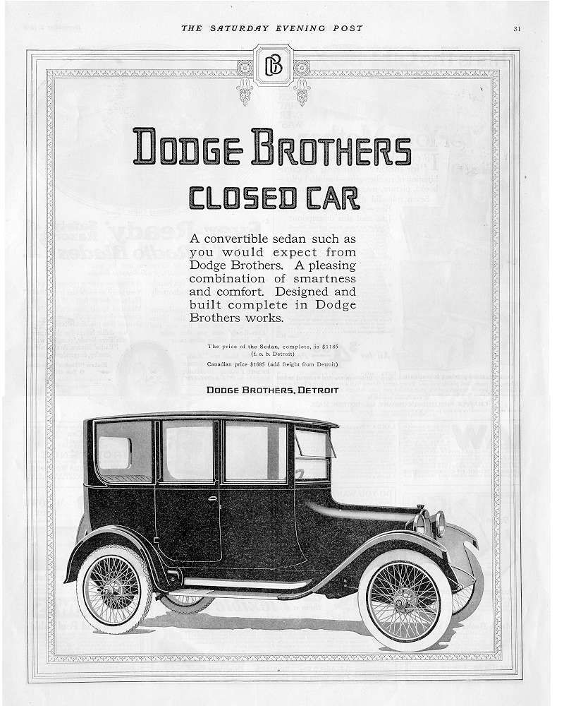 Dodge Brothers closed car ad Robert Tate Collection 5