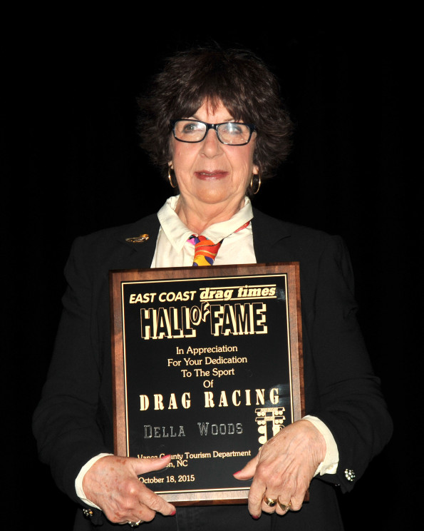 Della Woods receiving an award East Coast Drag Times Hall of Fame 8