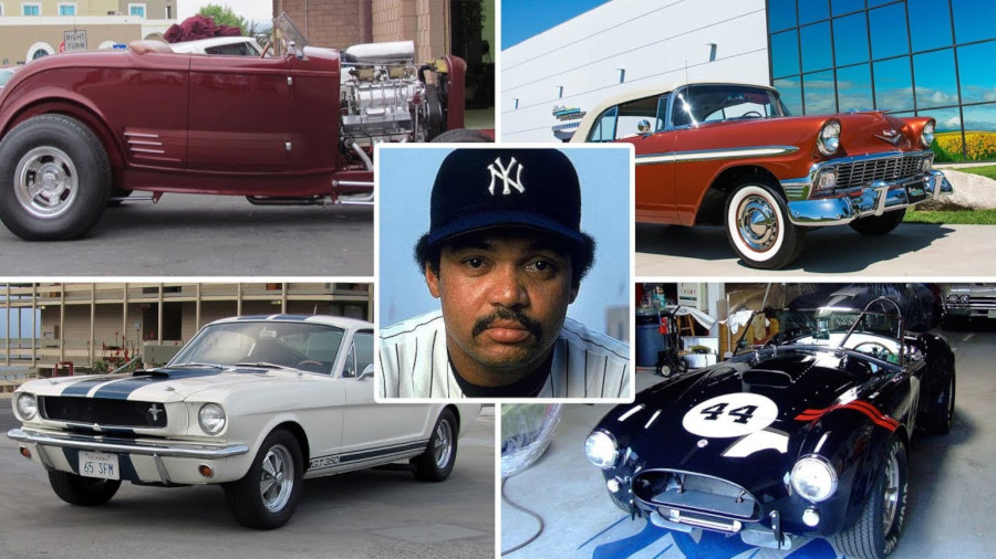 Reggie Jackson pictured with four of his prized vehicles RESIZED