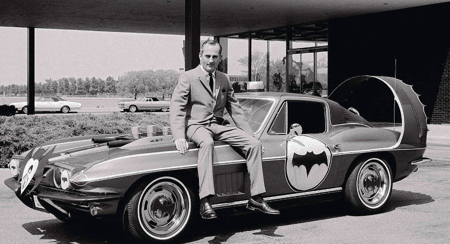 RESIZED Chuck Jordan having fun with a Corvette and Batmobile design theme 1960s GM Archives 5
