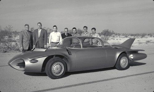 1956 Firebird II show car with Engineering staff GM Media Archives 5