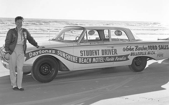 Vicki Wood stading with a 1960 Ford sedan Getty Images 4