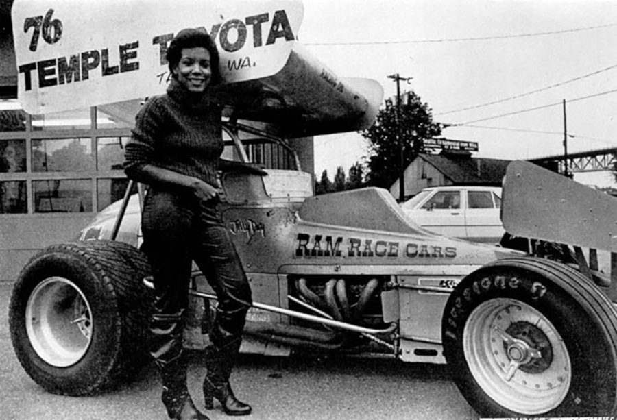 Cheryl Linn Glass with sprint car 1980 Ebony Magazine RESIZED 2
