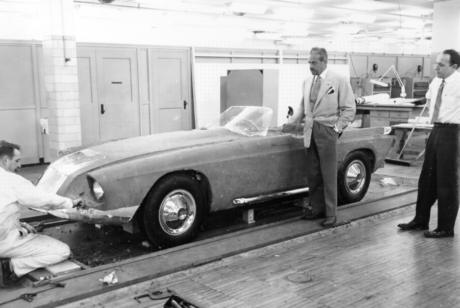 Loewy standing with Bourke in the Studebaker sports car RESIZED 8