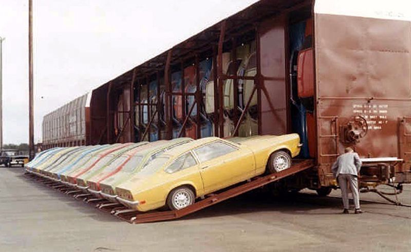 Early Chevy Vegas being shipped by rail GM Heritage Archives 7