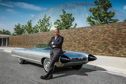 Ed Welburn with 1959 Cadillac Cyclone at GM Tech Center Motor Trend 8