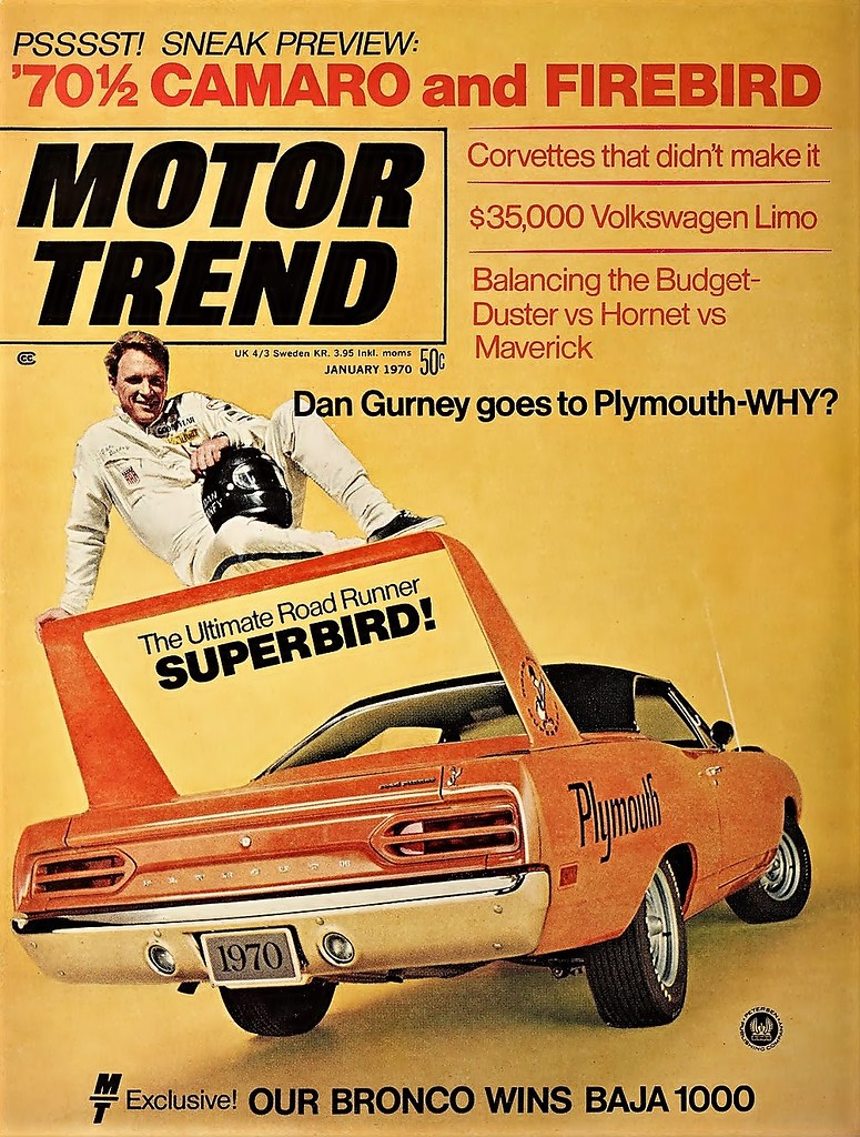 1970 Plymouth Road Runner Superbird on cover of Motor Trend 5