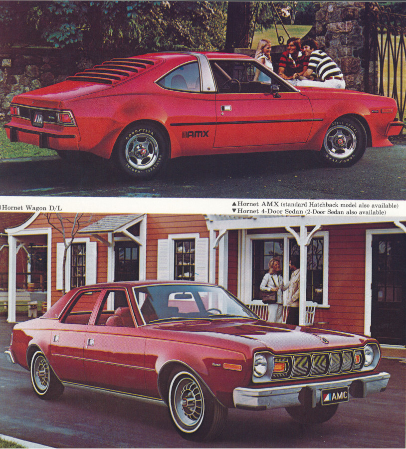 3 1977 AMC Hornet AMX top and Hornet sedan below Tate Collection RESIZED 3