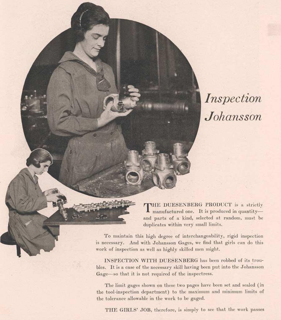 RESIZED Female inspector at Duesenberg factory 1918 NAHC 2