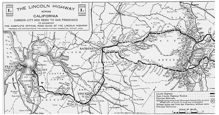 Map of the Lincoln Highway across California GoGraphicus