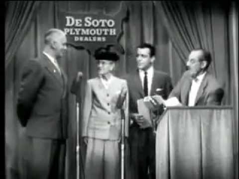 Groucho Marx hosting You Bet Your Life sponsored by DeSoto Plymouth Dealers NBC TV 5