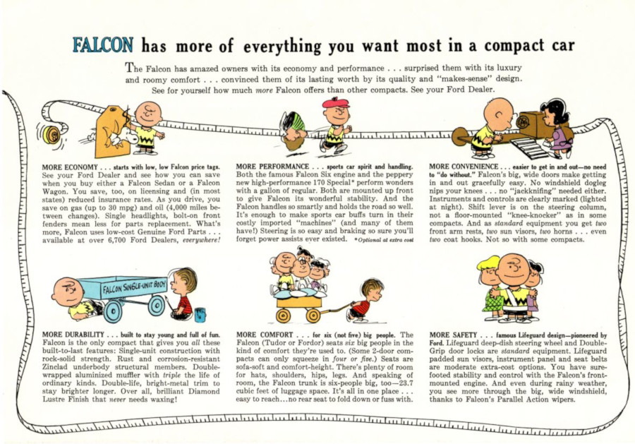 Color Ford Falcon ad featuring the Peanuts Gang Ford Motor Company Archives RESIZED 3