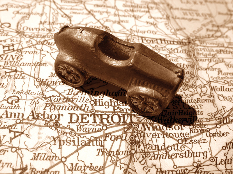 Vintage Car Map Detroit